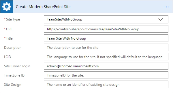 Create Team SharePoint Site With No Group Example