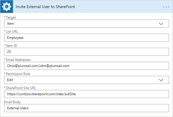 Invite External User to SharePoint Item Example