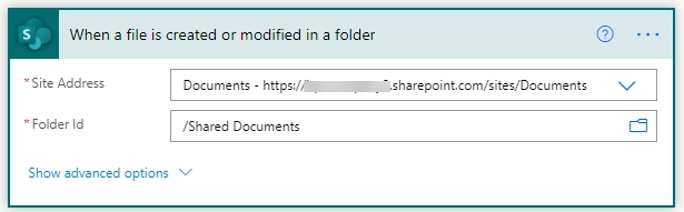 When a file is created or modified in a folder trigger