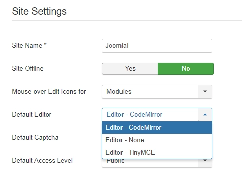 Code Mirror as the default editor