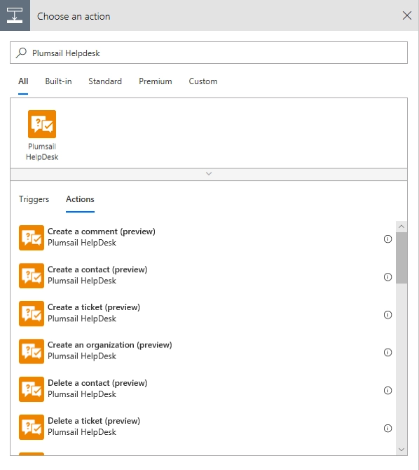 Screen of Plumsail HelpDesk Actions