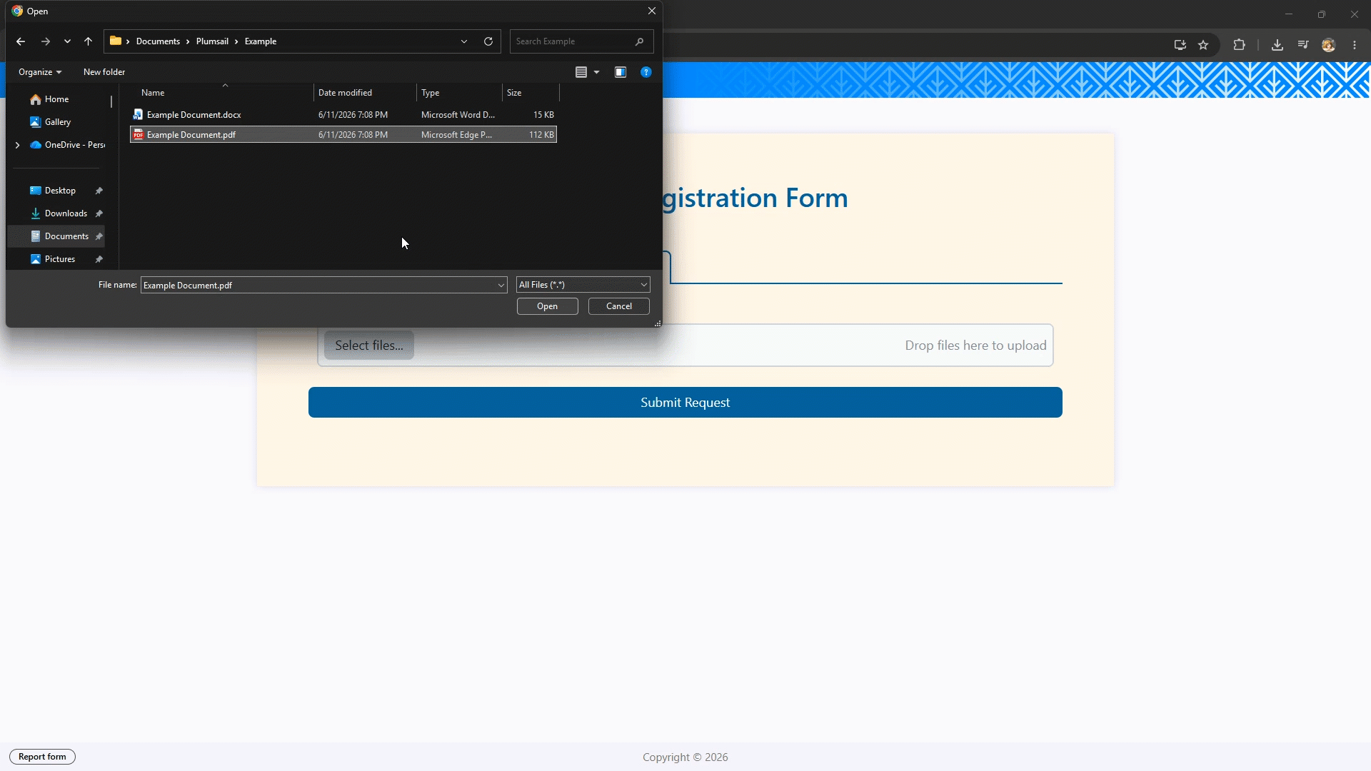 Uploading files using the attachments field