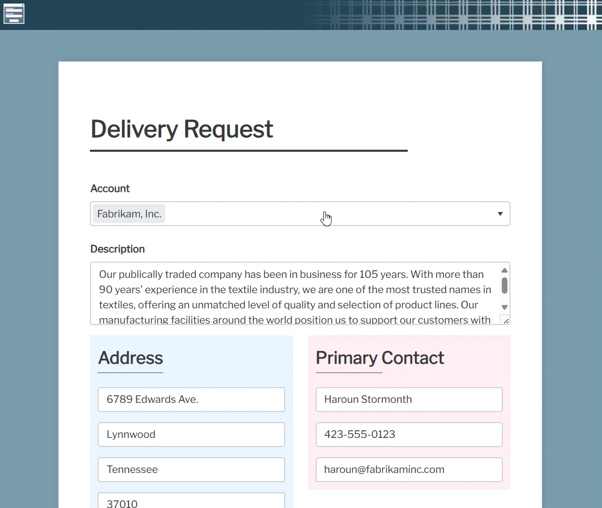 Populate public web form with data from Dataverse