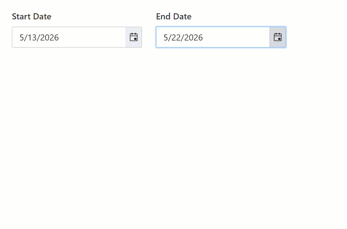Show date validation message