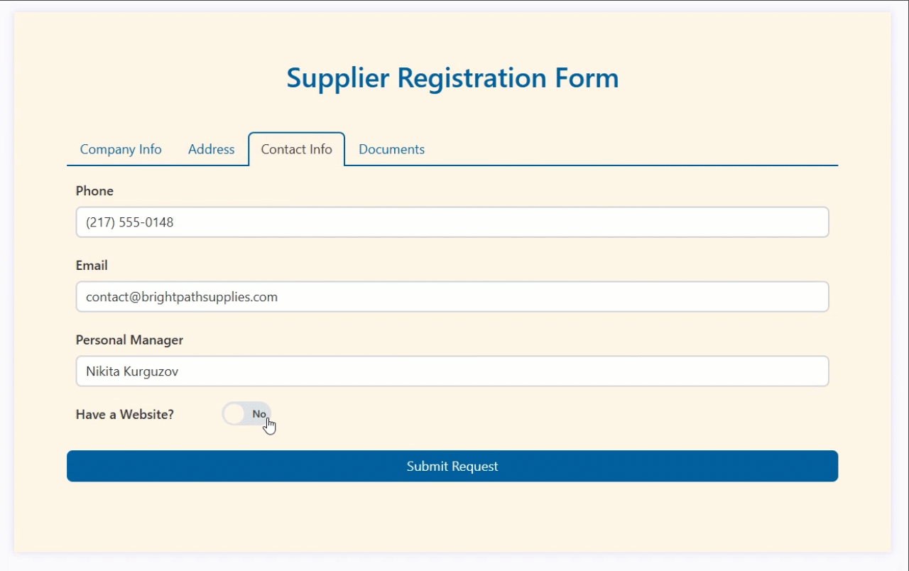 Conditional visibility on a form