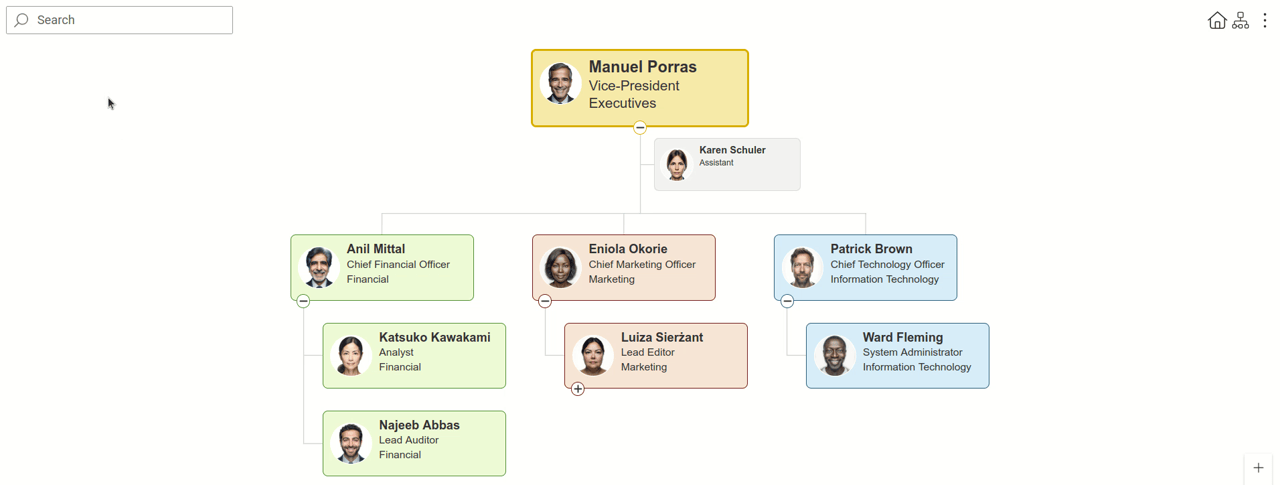 Searching for an employee in Plumsail Org Chart