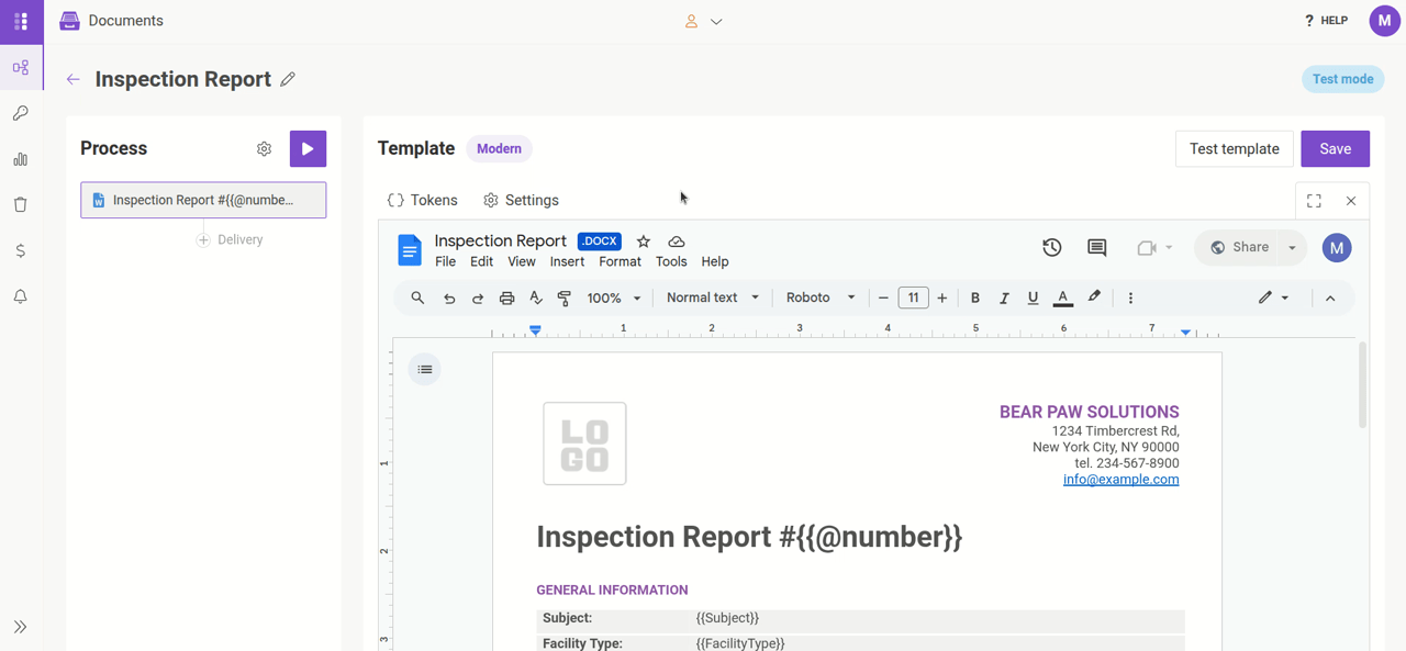 Setting up the process - Settings