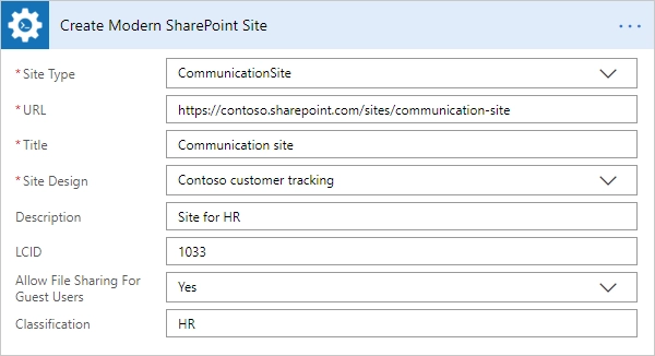 Create Communication SharePoint Site Example