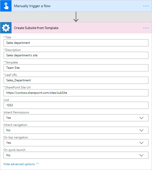 Create SharePoint Subsite from Template Example