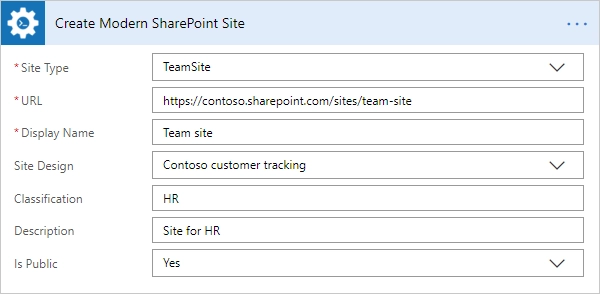 Create Team SharePoint Site Example