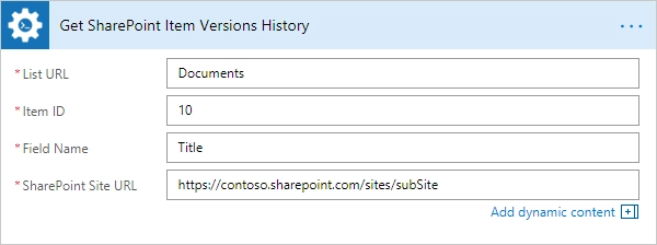 Get SharePoint Item Versions History Example