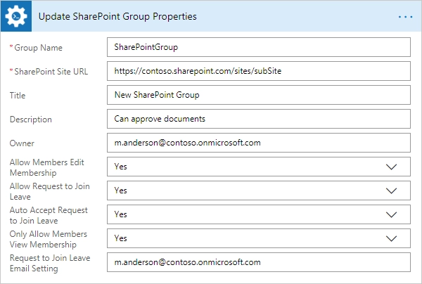 Update SharePoint Group Properties Example