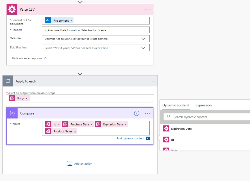 Parse CSV file
