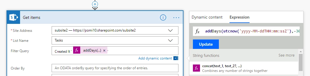 Created date filter