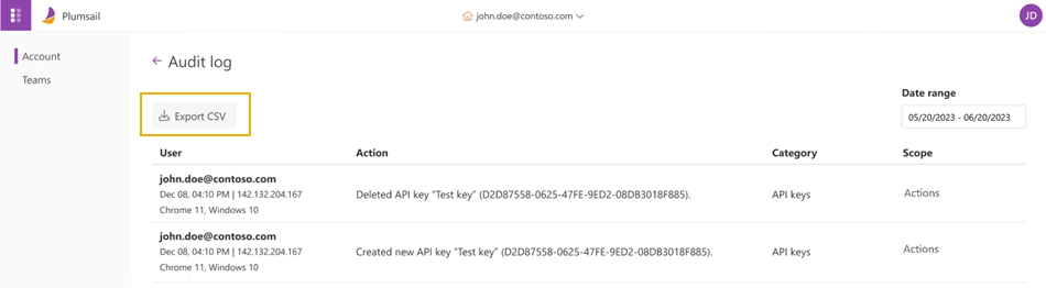 Export to csv