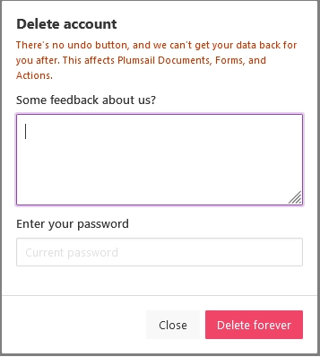 Delete account
