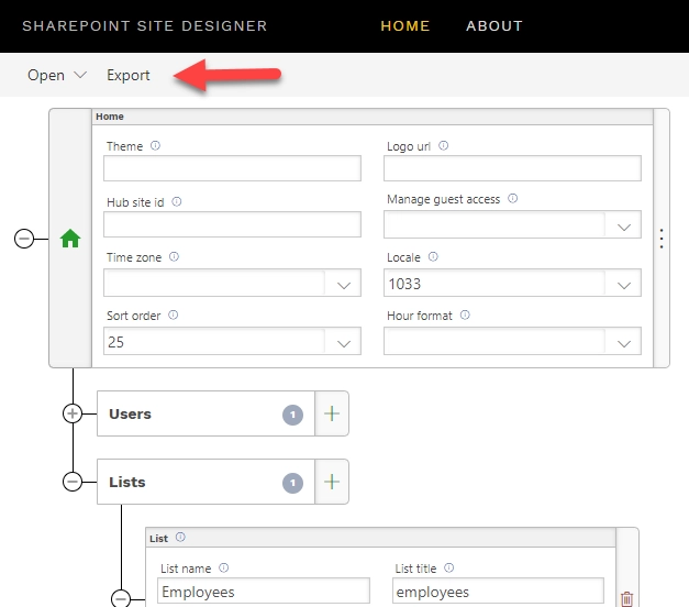 Export site desugn