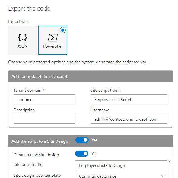 PowerShell script export