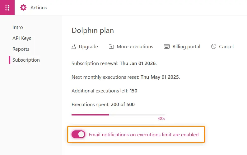 Notifications toggle