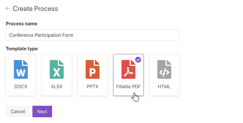 Create a document generation process