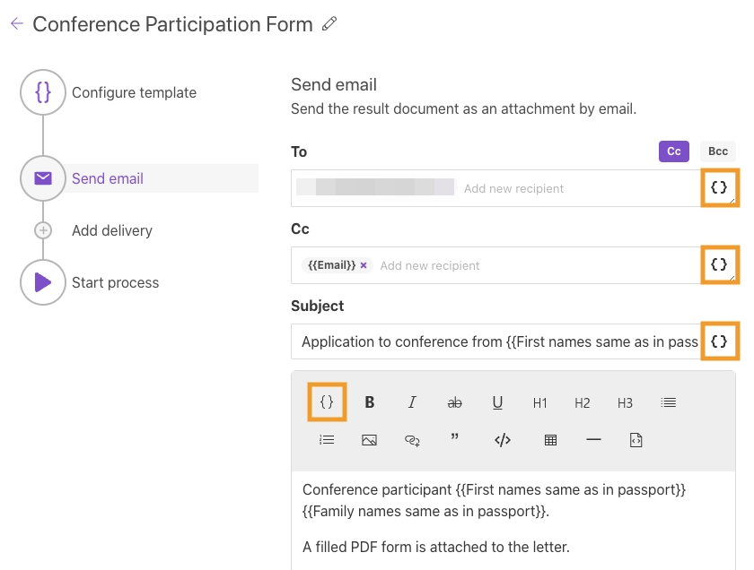 Deliver document by email