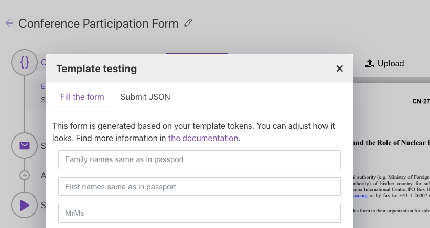 Test template feature