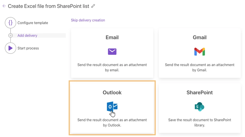 Outlook delivery