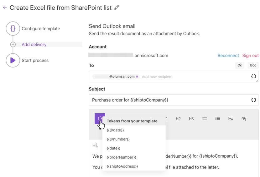 Document delivery settings