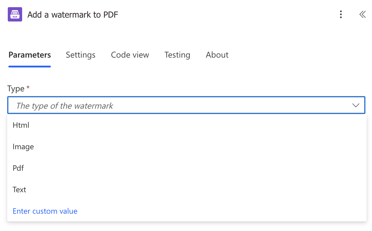 Selection of the watermark type