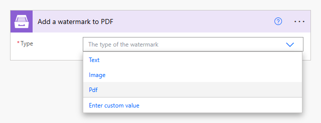 Selection of the watermark type