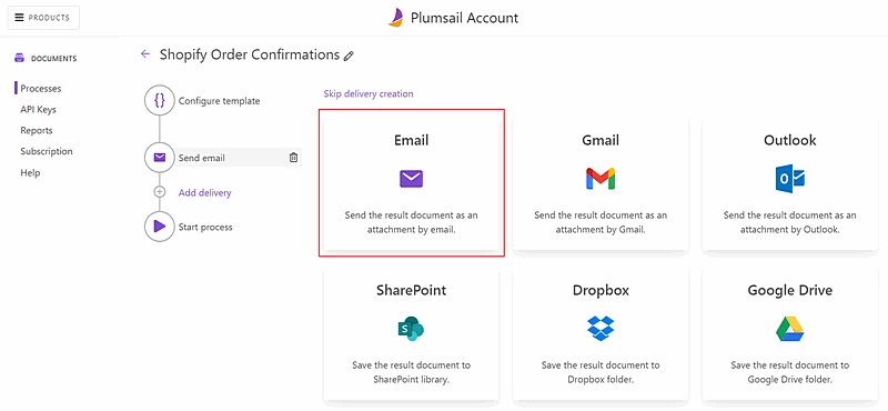 add email delivery to send personalized order confirmations