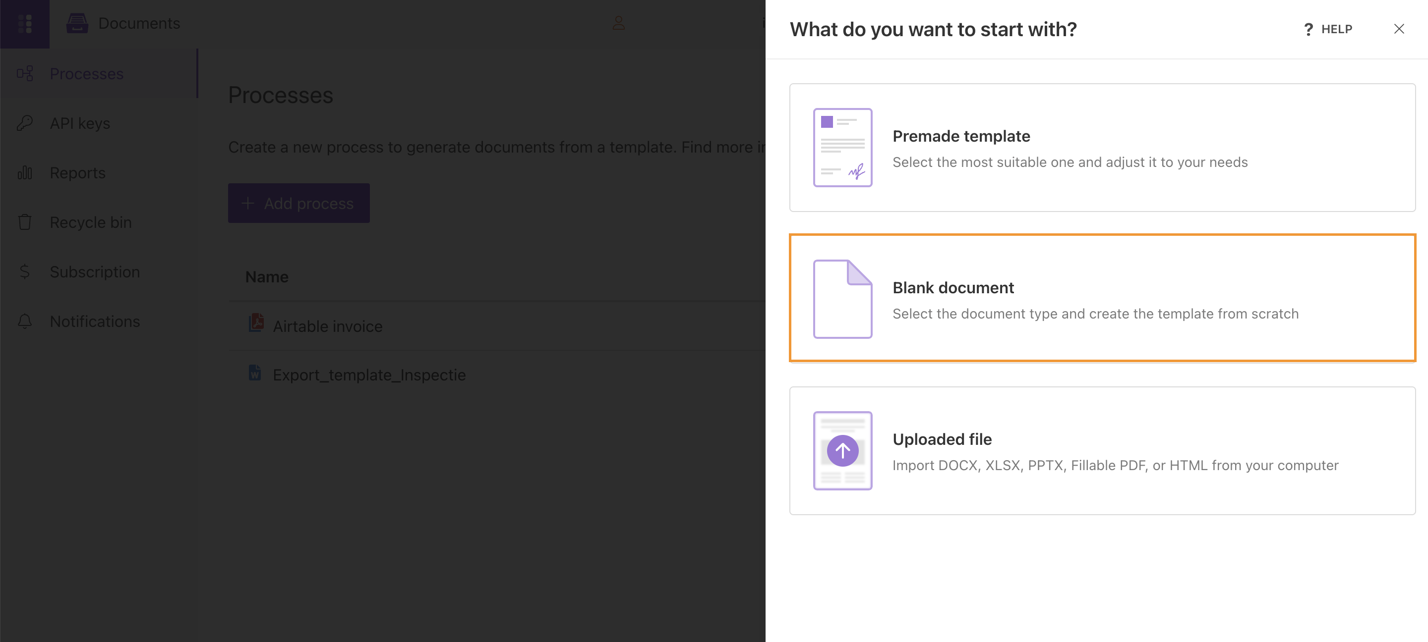 Plumsail Documents Add New Process