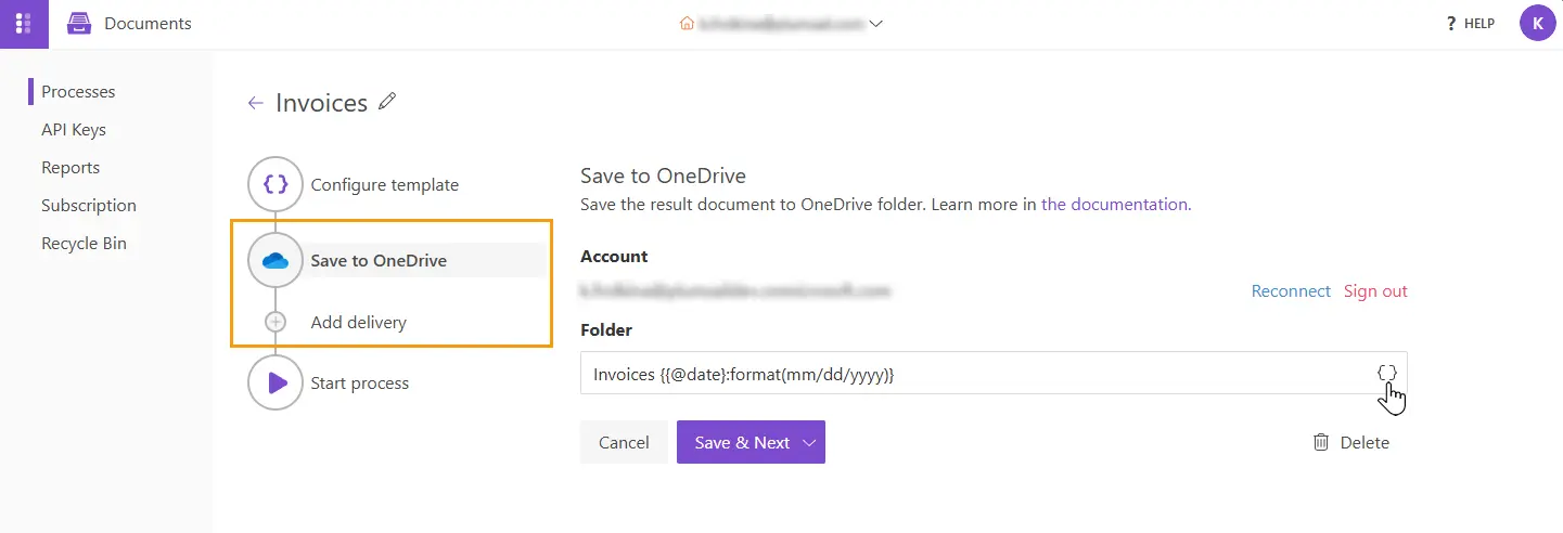 set up onedrive delivery