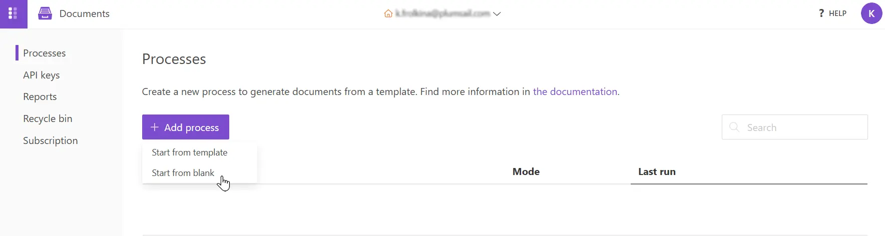 add process button