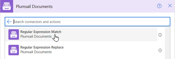 add regular expression match action
