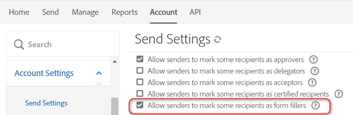 allow senders to mark recipients as form fillers