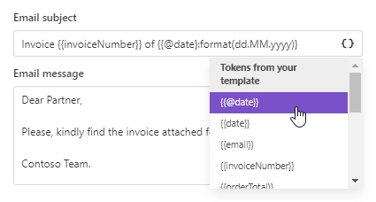 fill in email subject and body