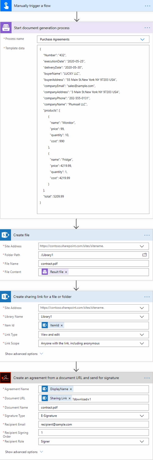 Create an agreement and sign with Adobe Sign flow