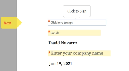 Adobe Sign text tags results