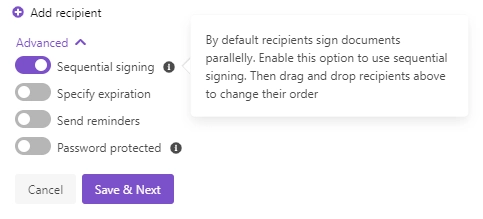 advanced settings of adobe sign delivery