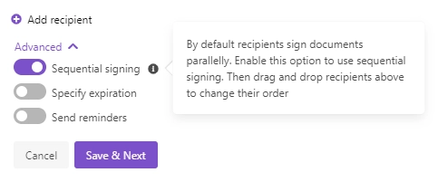 advanced DocuSign delivery settings