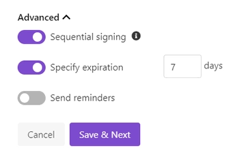 advanced settings in docusign delivery
