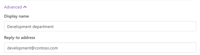 Display name and Reply-to settings