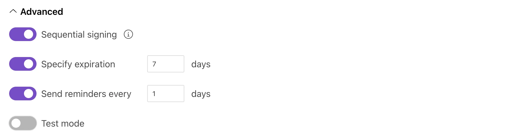 Advanced Zoho Sign delivery settings