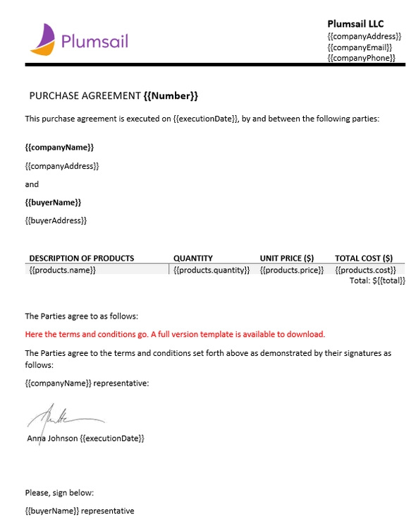 Agreement DOCX template