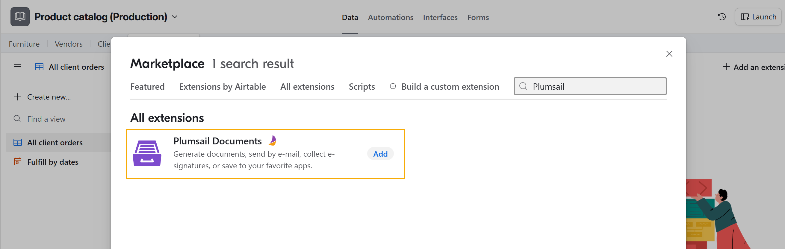 Airtable add an extension