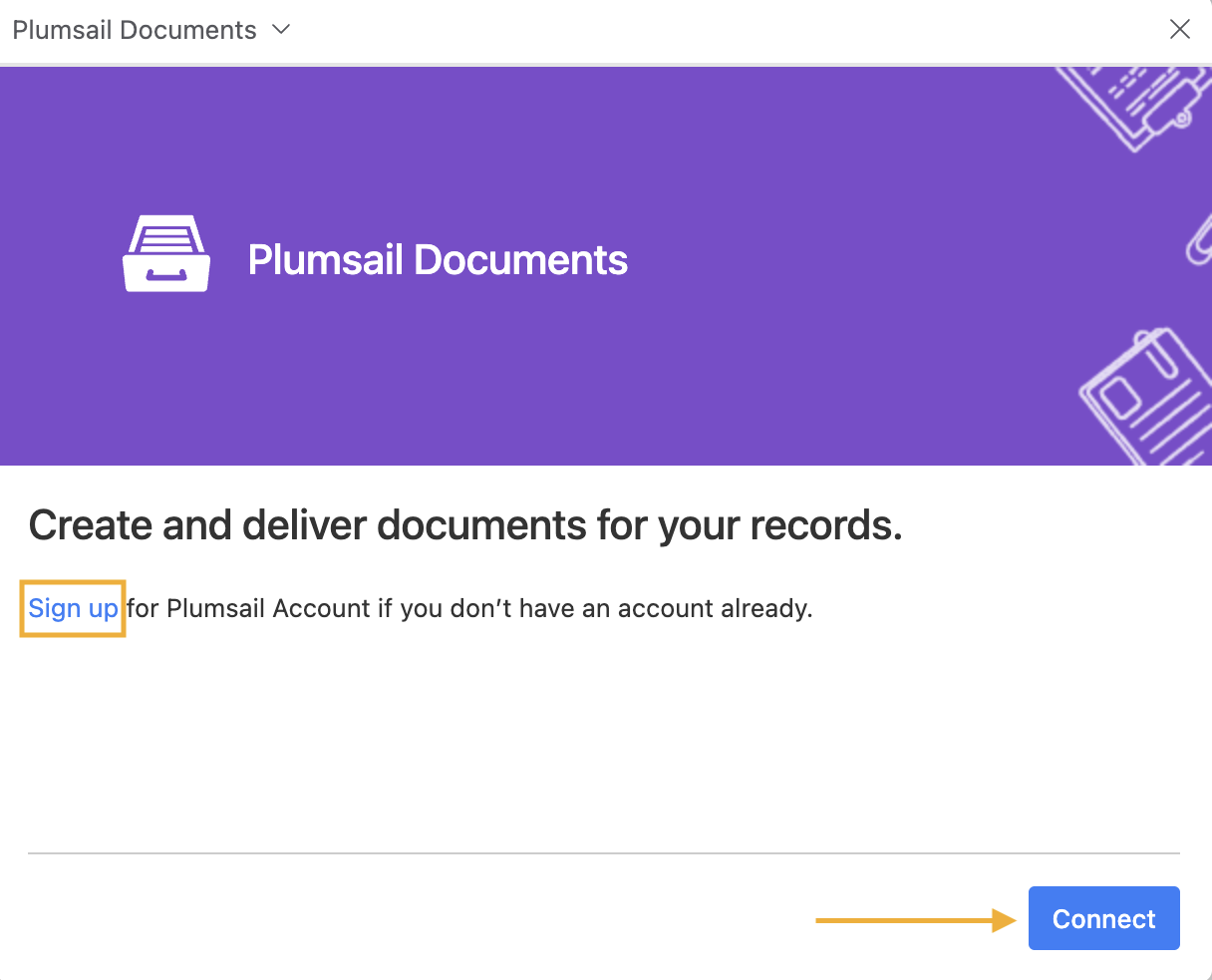 Airtable sign up and connect to Plumsail account