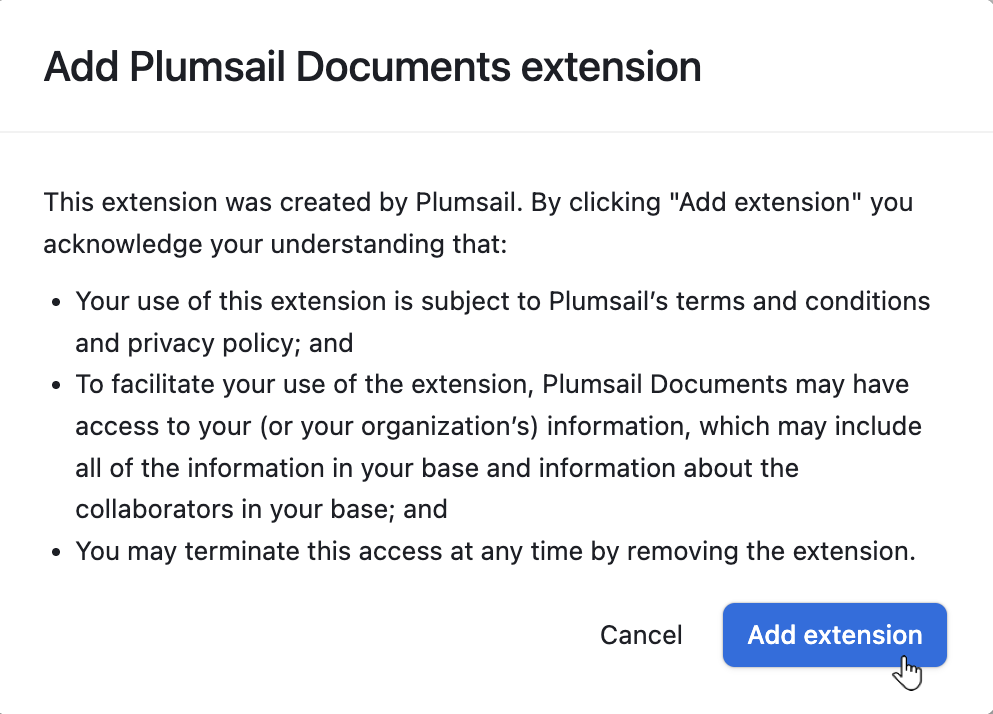 Airtable Plumsail extension description