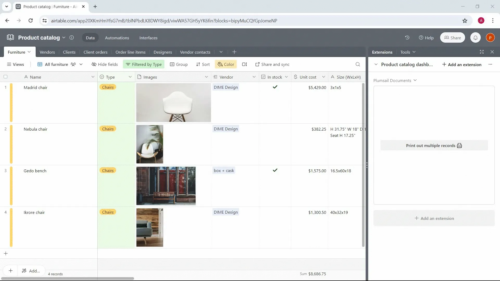Print multiple Airtable records on one page