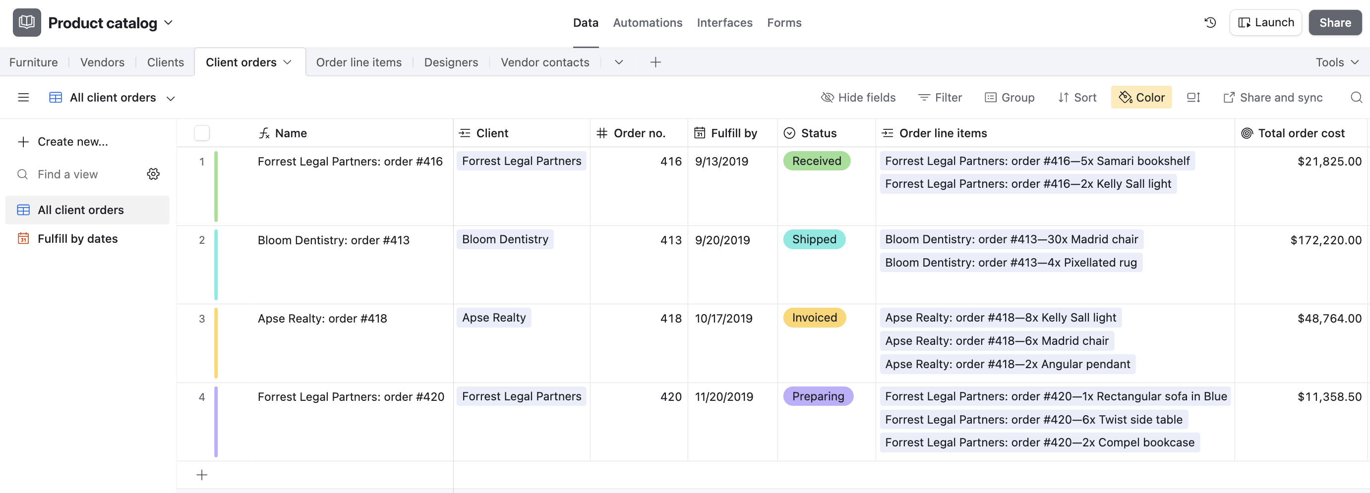 Airtable Product Catalog template